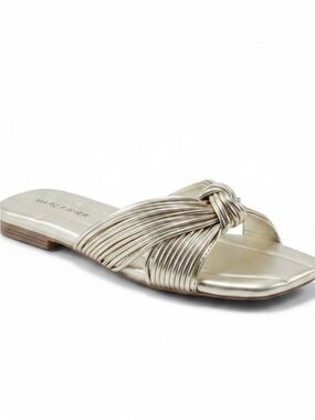Marc Fisher Gold Knotted Multi‑Strap Slide Sandal